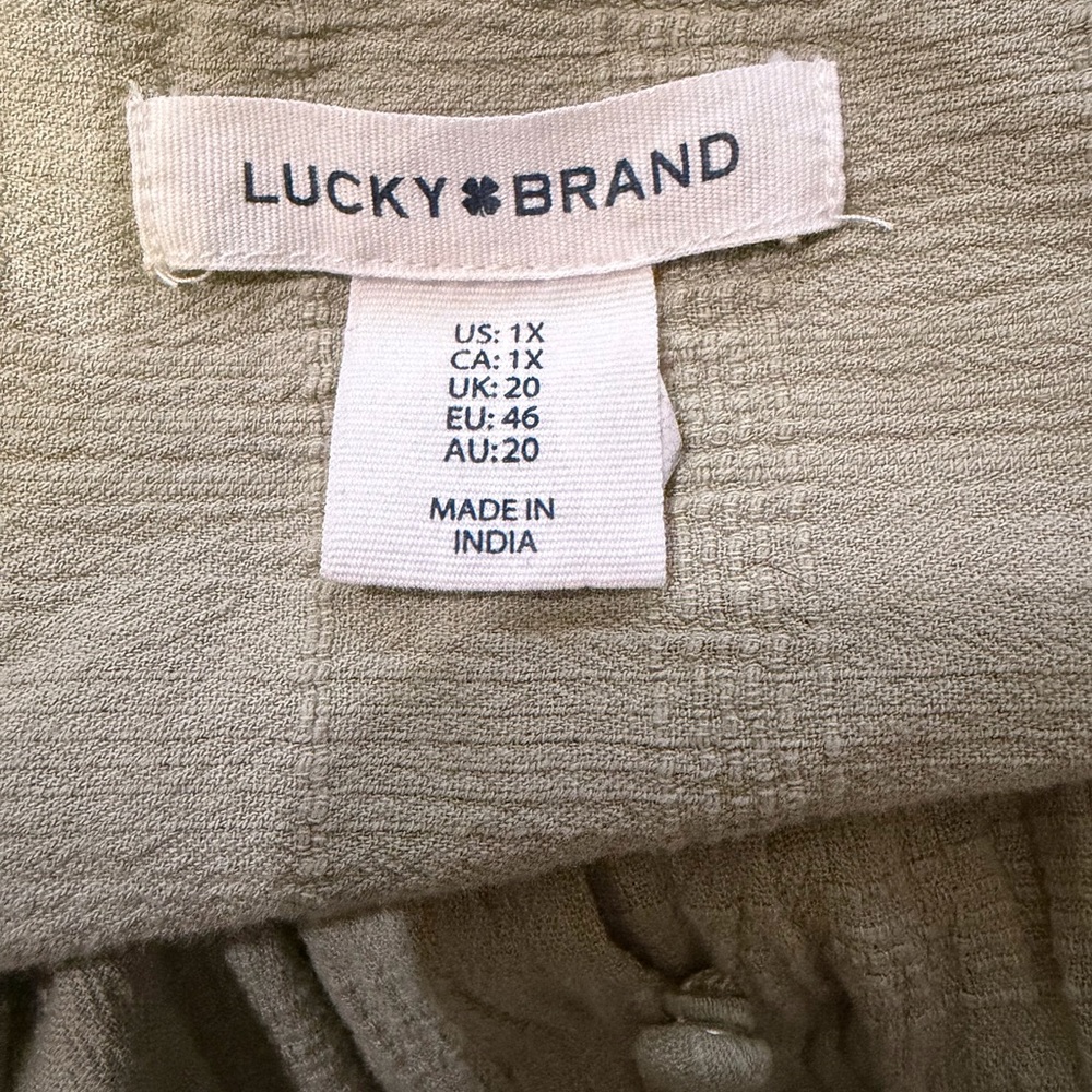 Lucky Brand Gauze Cotton Sage Midi Maxi Dress Tiered Hem Cottage Boho SZ 14-16 - Picture 10 of 13